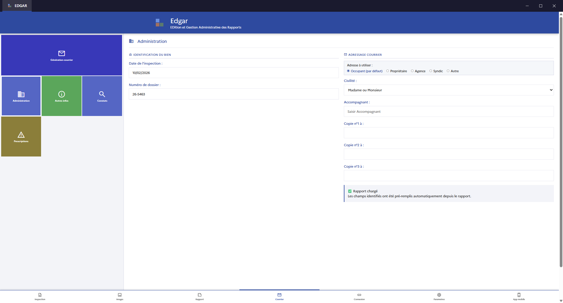 EDGAR PC — module de generation de courrier administratif